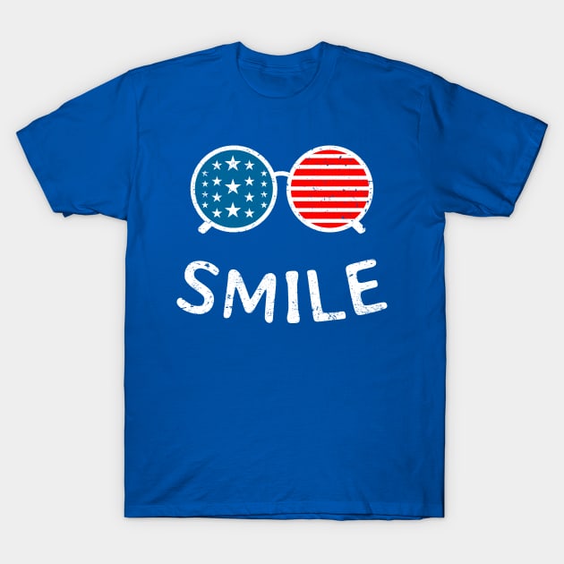 Vintage USA Flag Smile Sunglasses T-Shirt by Etopix